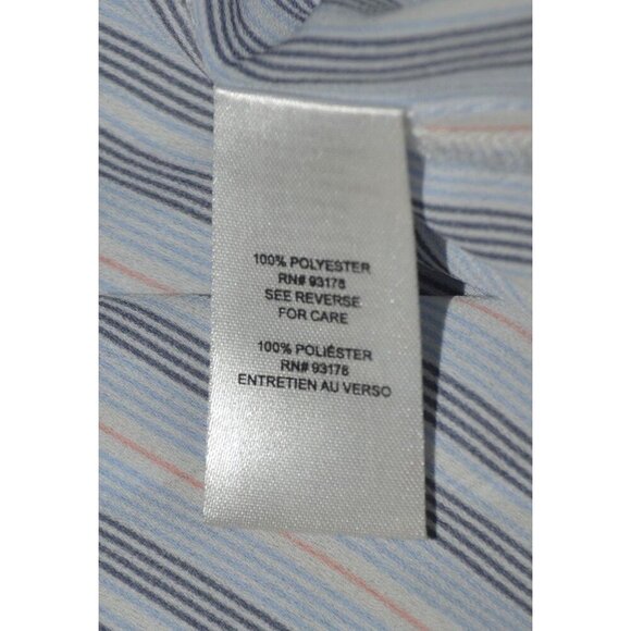 Tahari Ladies Blue Striped Button Front V-Neck Blouse XL Long Bell Sleeves Tunic - Picture 11 of 12